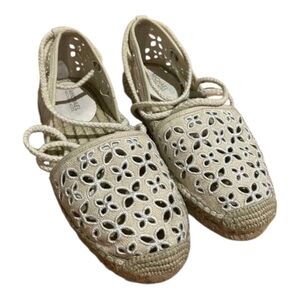 Michael Kors Cream Darci Espadrille Flats with Ankle Tie